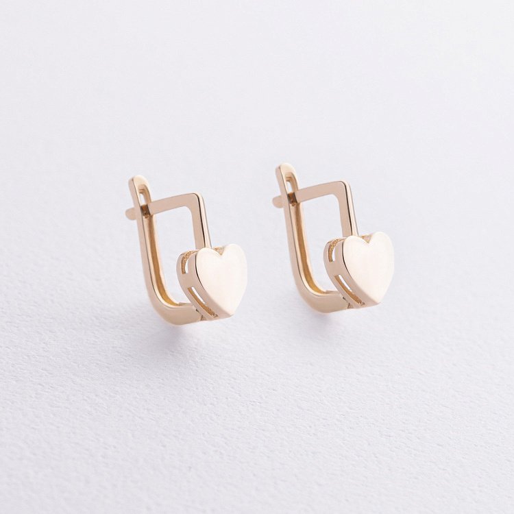 ﻿Золоті дитячі сережки "Сердечки" с09257 від ювелірного магазину Онікс