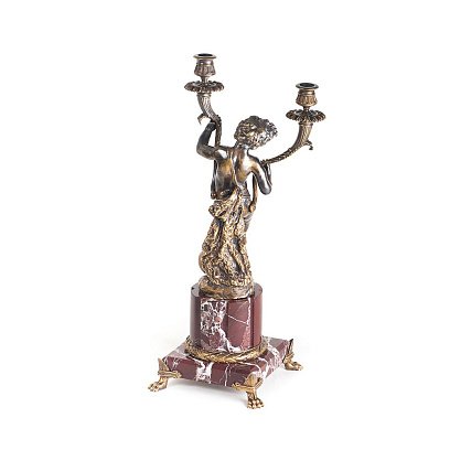 Бронзовая фигура ручной работы "Мальчик с подсвечником" сер00070 №5