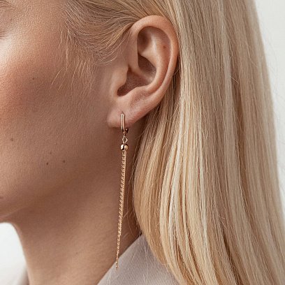 Висячие золотые серьги с06726 №5