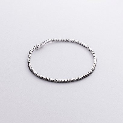 Браслет Теннис в белом золоте с черными бриллиантами 542511222