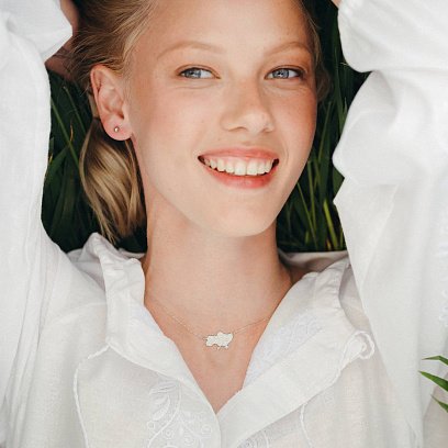 Золоте кольє "Україна" з діамантами 125431121 №3