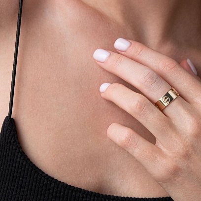 Кольцо "Love" в желтом золоте к04711 №6