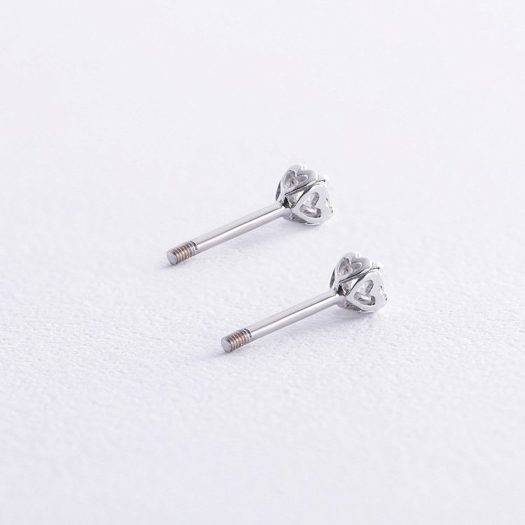 Золоті сережки - пусети "Сердечки" з діамантами сб0394 від ювелірного магазину Онікс