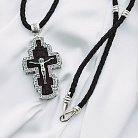 Мужской православный крест из эбенового дерева и серебра (на шнуре) эбен от ювелирного магазина Оникс - 8