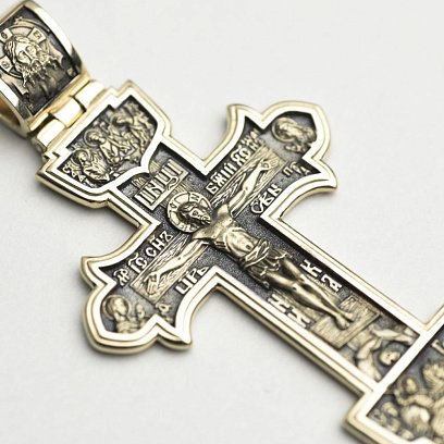 Золотой крест с чернением п03201 №6