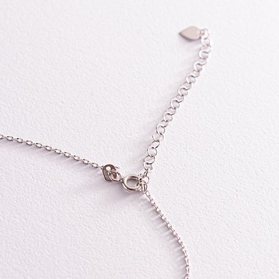 Срібне кольє - краватка з фіанітами 181160 №4