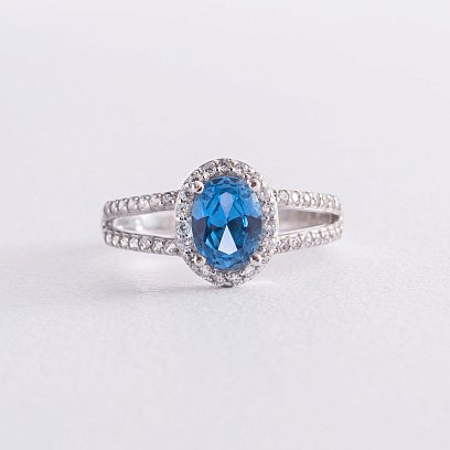 Серебряное кольцо с кварцом и фианитами 1351/1р-QLB