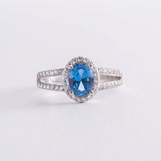 Серебряное кольцо с кварцом и фианитами 1351/1р-QLB