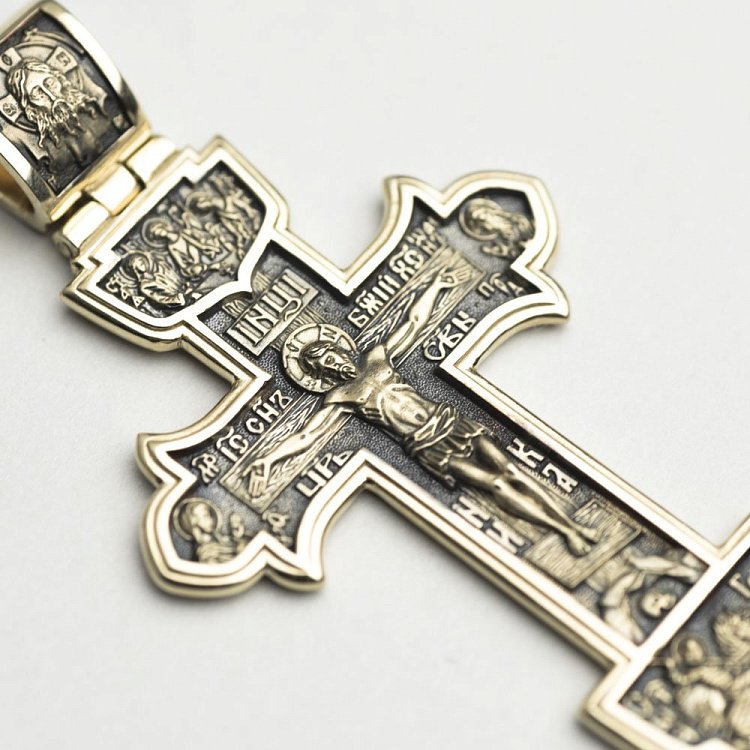 Золотой крест с чернением п03201 от ювелирного магазина Оникс - 5