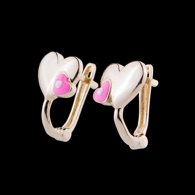 Золоті сережки "Пара сердечок" с04790рр від ювелірного магазину Онікс - 1