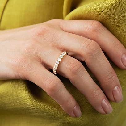 Золота каблучка з доріжкою діамантів кб0682ri №2