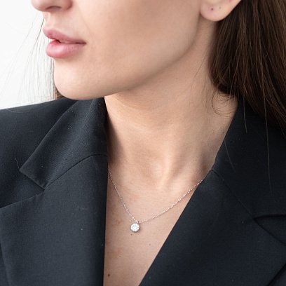 Срібне кольє з фіанітами 181024 №2