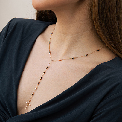 Золоте кольє з хрестиком (фіаніт) кол01483 №5