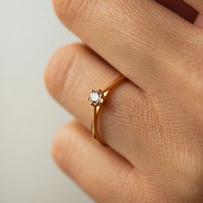 Заручальна золота каблучка з фіанітом к08229 №4