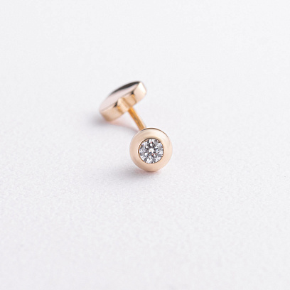 Золотой пирсинг в пупок "Сердечко" (фианит) пир00263 №3