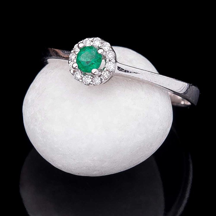 Помолвочное кольцо с бриллиантами и изумрудом LDR0627-p от ювелирного магазина Оникс - 4