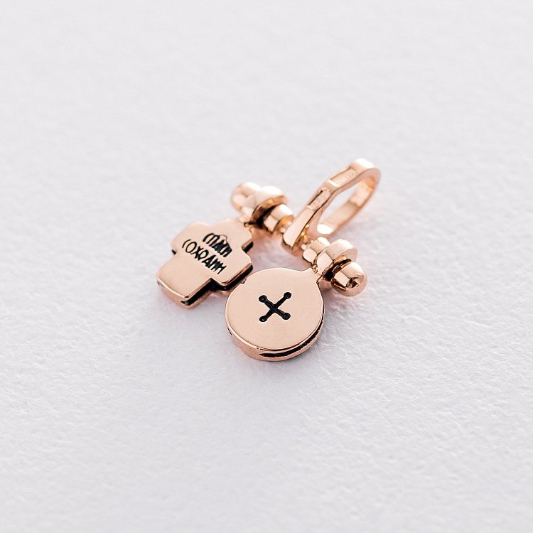 Золота підвіска з хрестиком і ладанкою п03247 від ювелірного магазину Онікс - 2