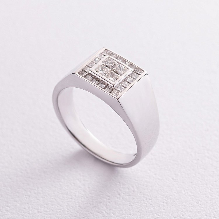 Мужская золотая печатка с бриллиантами кб0377nl от ювелирного магазина Оникс