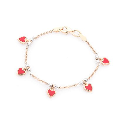 Золотий дитячий браслет "Серденька" з емаллю б00518