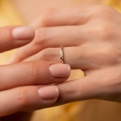 Каблучка "Косичка" у червоному золоті к07513 №2