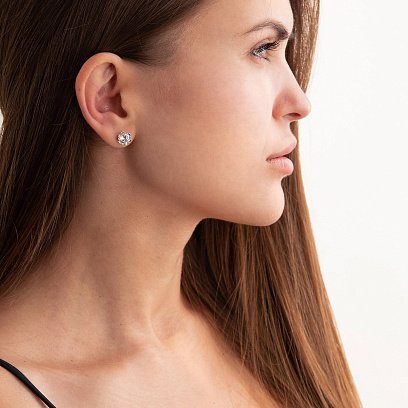 Срібні сережки - пусети (фіаніти) 121862 №2