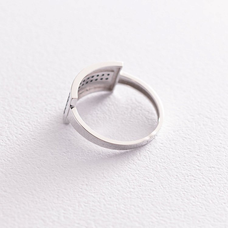 Каблучка в білому золоті з чорними фіанітами к06699 від ювелірного магазину Онікс - 3