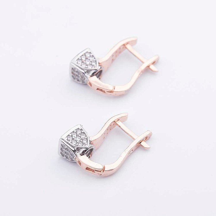 Золоті сережки з фіанітами с04124 від ювелірного магазину Онікс - 1