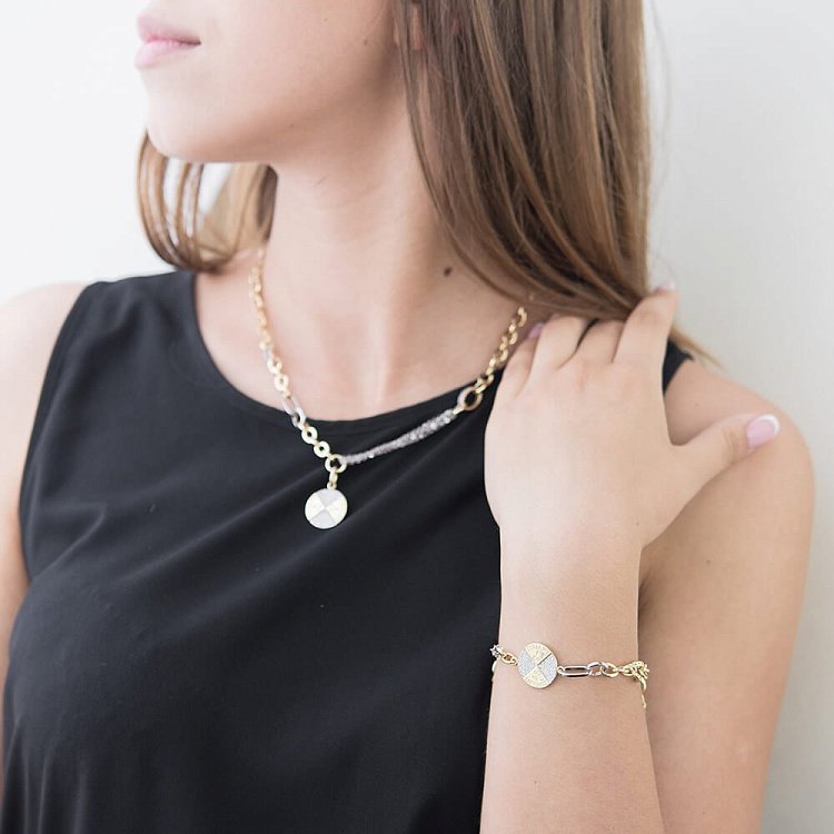 Эксклюзивный золотой браслет с фианитами в стиле "Тиффани" б02212 от ювелирного магазина Оникс - 4