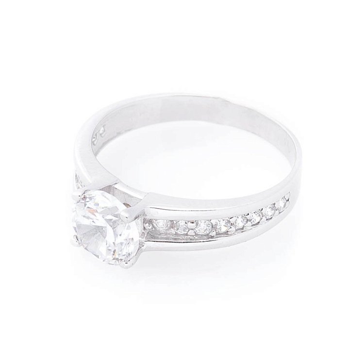 Золотое помолвочное кольцо (фианиты) к04556 от ювелирного магазина Оникс - 3