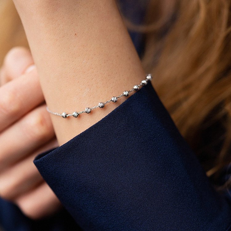 Браслет "Шарики" в белом золоте б05191 от ювелирного магазина Оникс - 3