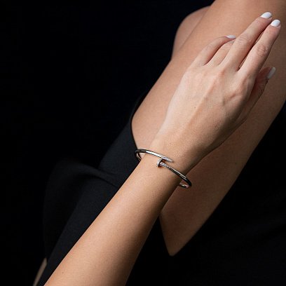 Браслет "Гвоздь" в белом золоте (фианиты) б03794 №2