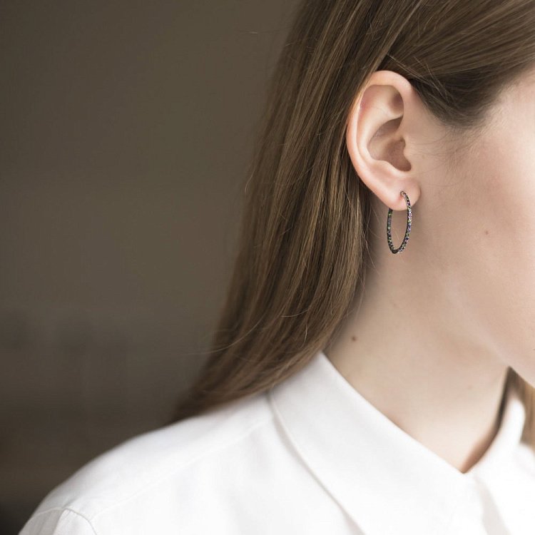 Золоті сережки-кільця (сапфір, демантоїд, аметист) сб0247sth від ювелірного магазину Онікс - 2