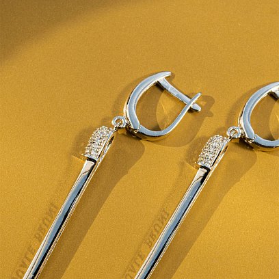 Золоті сережки "Сірники" (фіаніт) с06280 №8