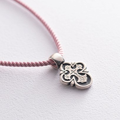 Шелковый розовый шнурок с гладкой застежкой (2мм) 18402 №4