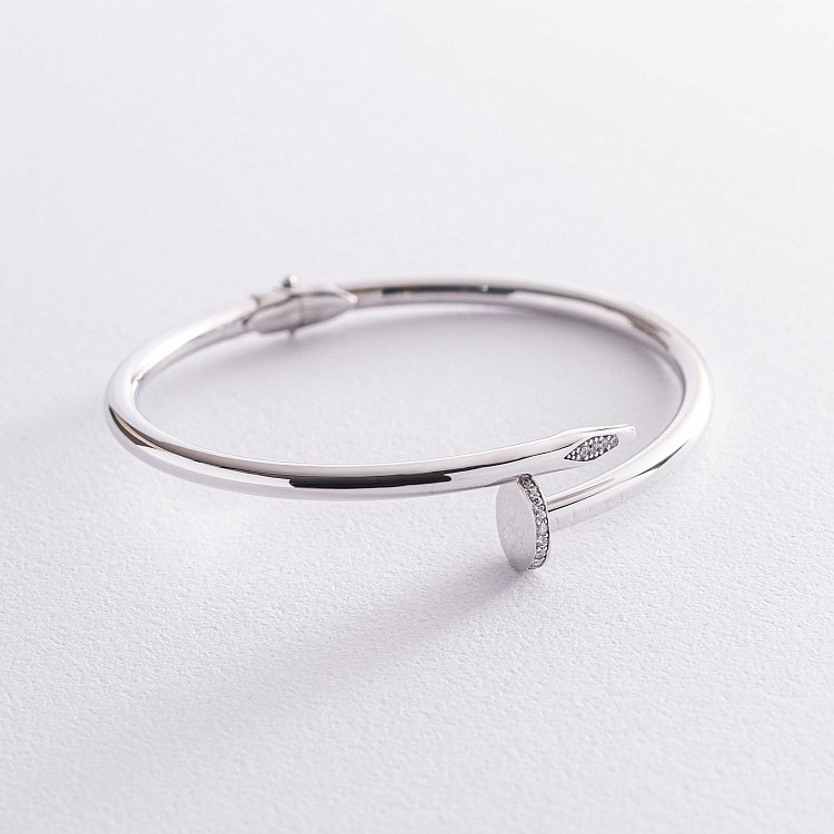 Золотий браслет "Цвях" з фіанітами б04603 від ювелірного магазину Онікс - 2