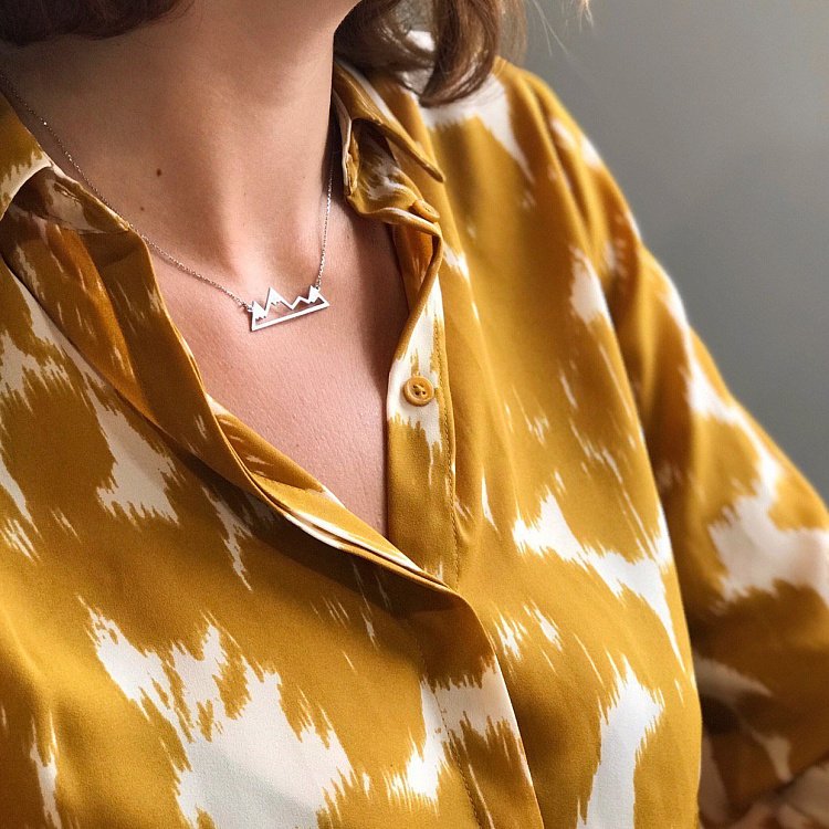 Серебряное колье "Горы" 18819 от ювелирного магазина Оникс - 1