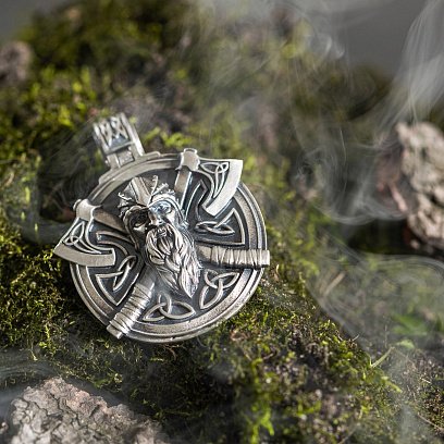 Серебряный кулон "Викинг с топорами" 266 №7