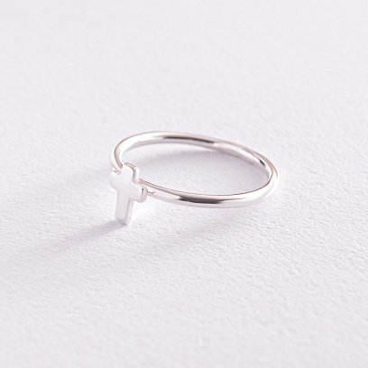 Серебряное кольцо с крестиком 112646 №4