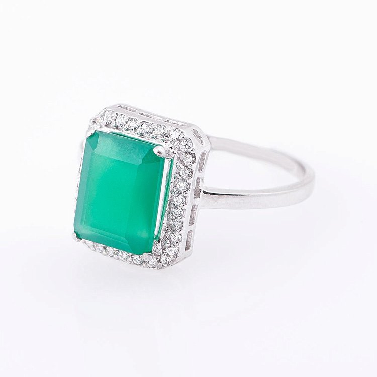 Золота каблучка з агатом і фіанітами к409а від ювелірного магазину Онікс - 1