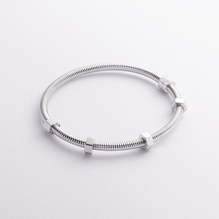 Жорсткий браслет "Ecrou" у білому золоті б04718 від ювелірного магазину Онікс