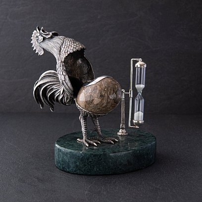 Срібна фігура "Пісочний годинник. Півень" ручної роботи 23147 №5