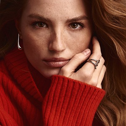 Серьги "Большие капельки" в серебре (3.6 см) 122495 №7