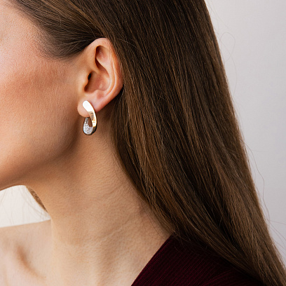 Золоті сережки "Крапельки" з фіанітами с08521 №3