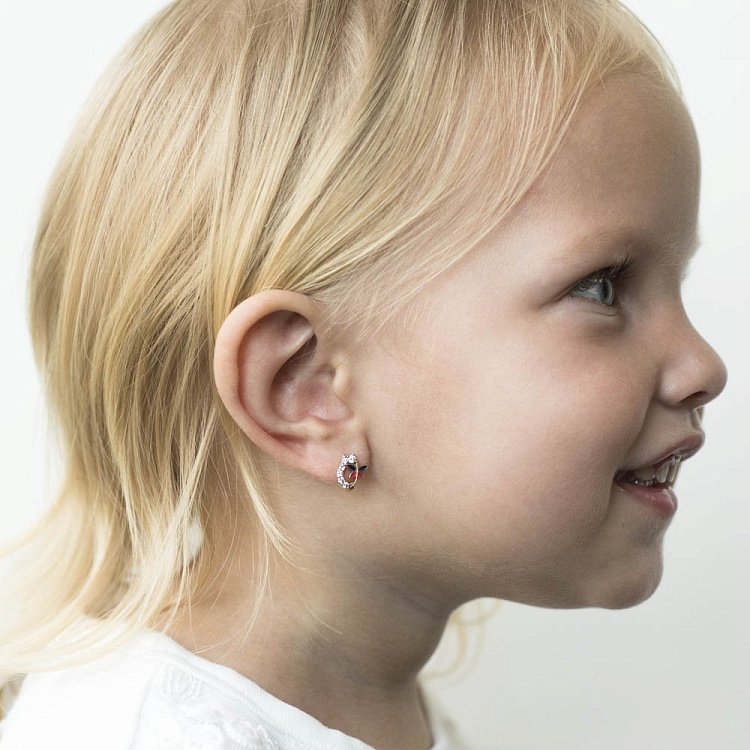 Дитячі золоті сережки "Метелики" (емаль, фіаніти) с02576 від ювелірного магазину Онікс - 2