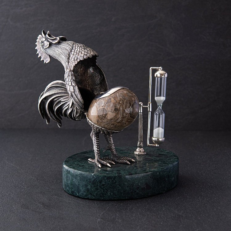 Срібна фігура "Пісочний годинник. Півень" ручної роботи 23147 від ювелірного магазину Онікс - 4