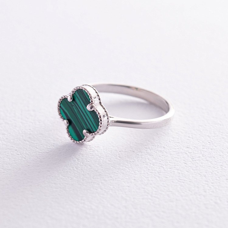 Срібна каблучка "Конюшина" (малахіт) 112562 від ювелірного магазину Онікс - 4