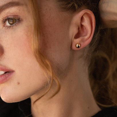 Серьги - пусеты "Полусфера" в красном золоте (0.7 см) с01570 №8