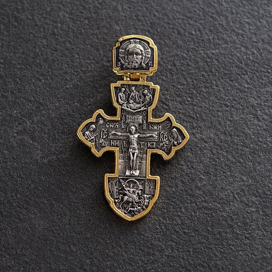 Серебряный крест (чернение, позолота) 132729