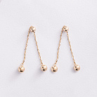 Сережки - пусети з кульками на ланцюжку (жовте золото) 580142м от ювелирного магазина Оникс - 1