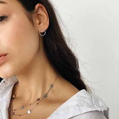 Серебряные серьги "Круговорот" 1.4 см 122491 №11